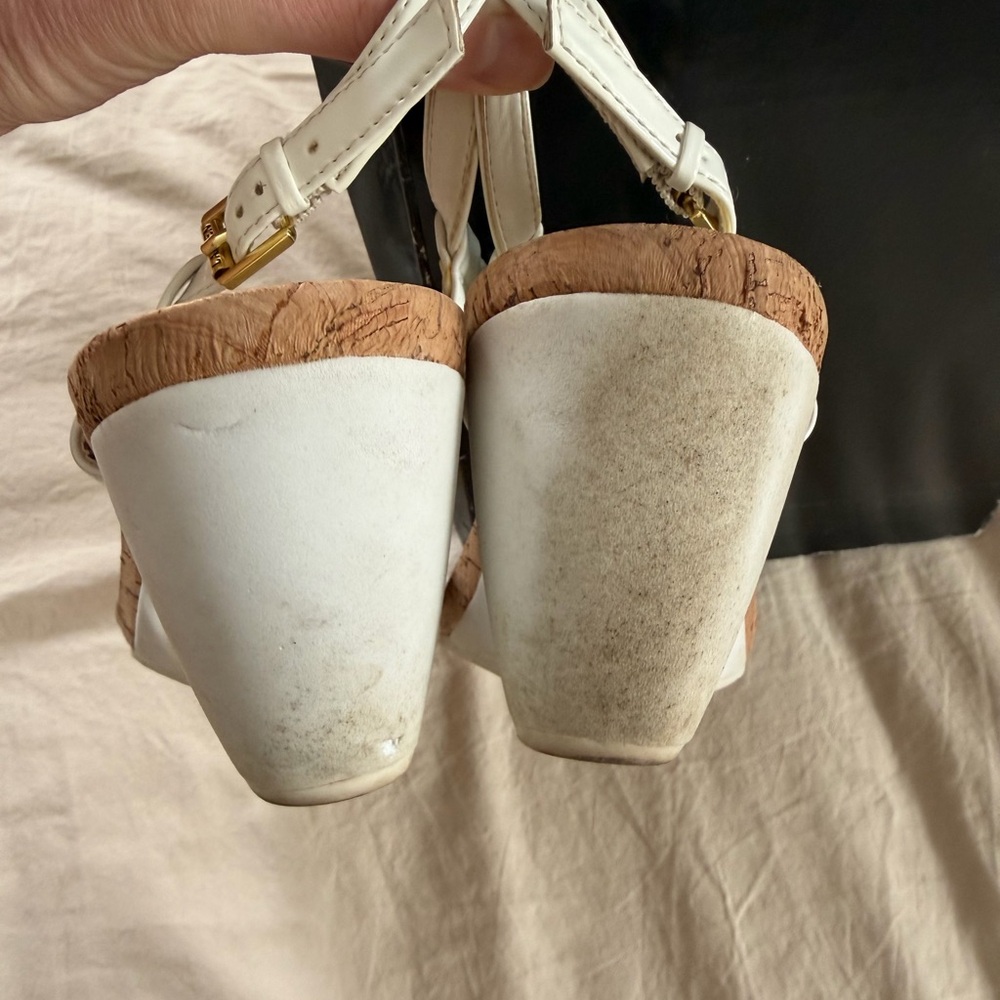 Vintage White Patent REETA Ralph Lauren Heeled Cork Sandal - Picture 5 of 8